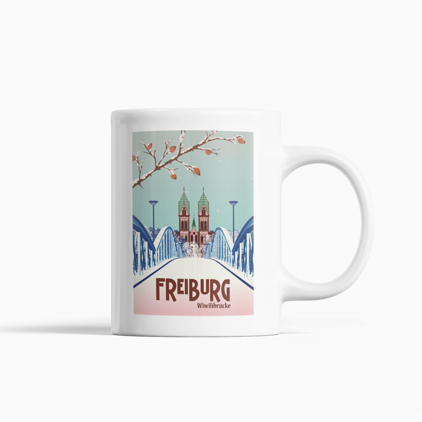 Tasse: Freiburg Wiwilibrücke Winter