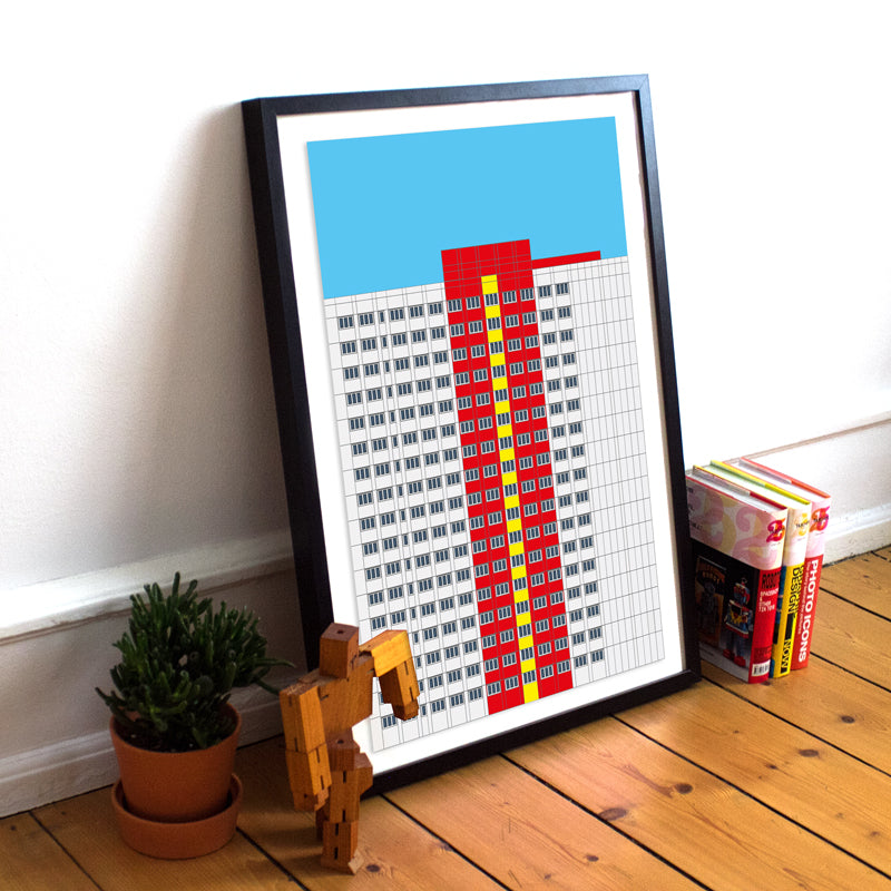 Berlin Poster: Plattenbau WHHGT Rot