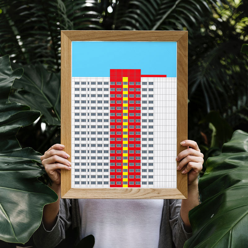 Berlin Poster: Plattenbau WHHGT Rot