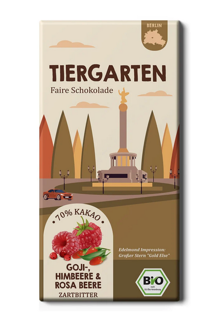 Tiergarten Faire bio Schokolade mit Goji-, Himbeere und Rosa Beere